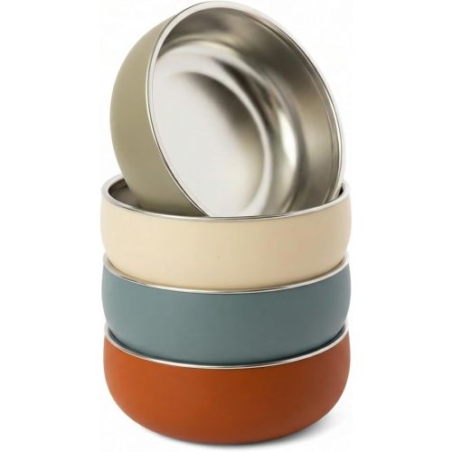 Monkey Proof™ Non-Toxic Stainless Steel Child Bowl 5” with Non-Slip Silicone Shell, (Set of 4 bowls) Unbreakable, Mess Free Feeding for Babies, Toddlers, Kids, BPA free (Arizona)