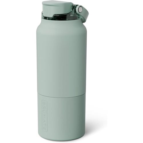 BrüMate Rise 35oz Water Bottle With 100% Leakproof Covered Silicone Straw | Insulated Stainless Steel Water Bottle With Removable Straw | Fast Flow | Soft Sip Silicone Spout | BPA-Free (Sage)