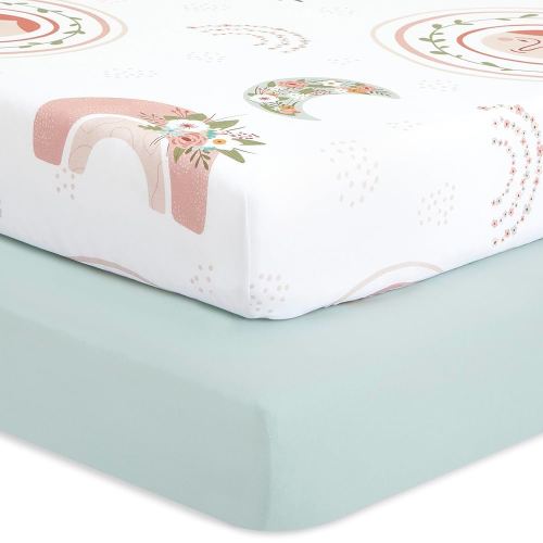 Evolur Rain Boho Dark 2 Pack Crib Sheet, Fitted Crib Sheet for Standard Crib and Toddler Mattress, Soft and Breathable Crib Mattress Sheet