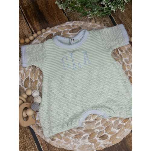 Baby Boy Knit Paty Inc Romper with Monogram, Christening Outfit, Baby Boy Coming Home, Personalized Baptism Outfit,  Monogrammed Coming Home