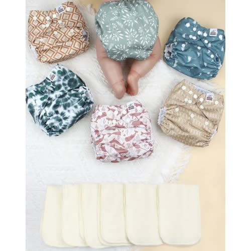 POCKET DIAPER 3.0 WITH INSERTS - 6 PACK(Calm Spring)