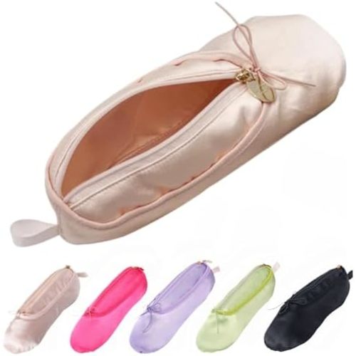 Ballet Dance Shoe Makeup Bag For Little Girls, Ballerina Slipper Makeup Pouch Bag, Ballet Pointe Shoes Gifts (Pink)