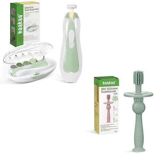 haakaa Baby Nail File - Green 360° Baby Toothbrush - Pea Green