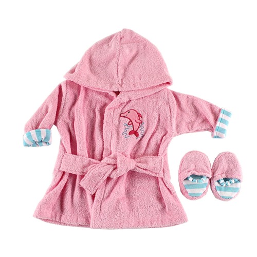 Luvable Friends Baby Girl Cotton Terry Bathrobe, Pink, One Size - Pink - One Size