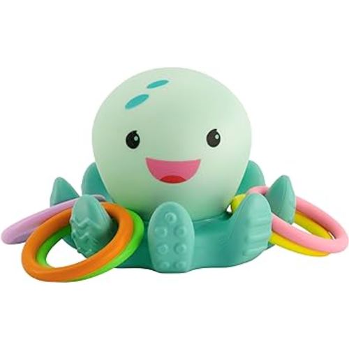 Infantino Light Up Ring Catcher - Illuminating Octopus with Five Tossing Rings for Fine & Gross Motor Skills in Babies & Toddlers, 6M+