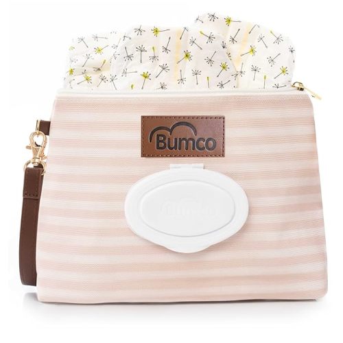 Bumco Diaper Clutch Bag - Portable Wipes Dispenser & Diaper Holder, Airtight Travel Baby Wipes Case, Wipe Dispenser Travel Baby Wipes Dispenser On the Go, Diaper Wristlet