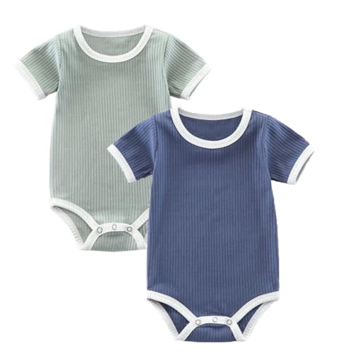 Baby Bodysuit Unisex Baby Bodysuit Romper 2-Pack Blue&green 6-9Months