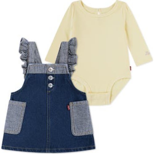 Bodysuit & Two-Tone Denim Dress Set