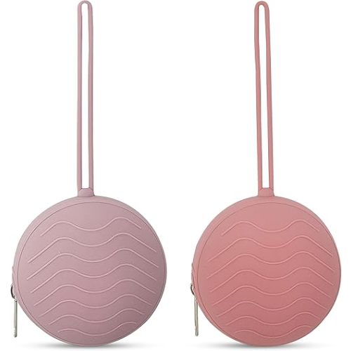 Silicone Pacifier Holder Case 2-Pack – BPA-Free, Food-Grade Silicone – Zippered Travel Pacifier Organizer – Portable Baby Case for Pacifiers, Teethers & Essentials – Dishwasher Safe