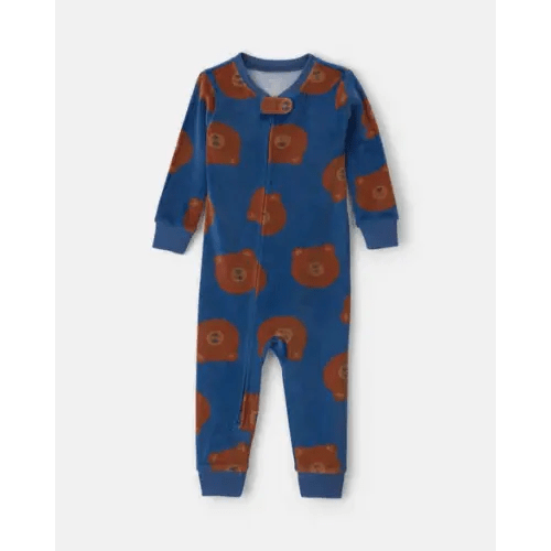 Baby Boy 1-Piece Bear 2-Way Zip DreamPlush Snug Fit Pajama - Navy Blue | Carter's