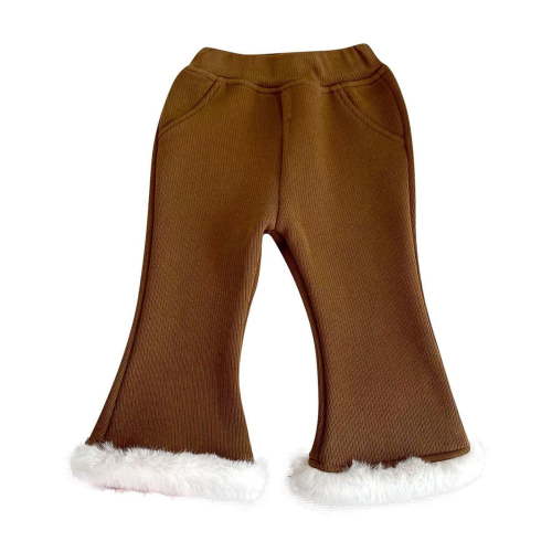 AherBiu Baby Clothes Newborn Infant Girls Flare Pants Fleece Lined Thermal Warm Bell Bottom Trousers