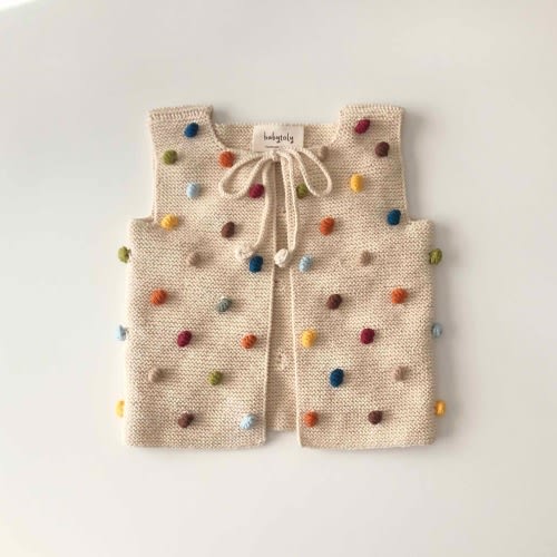 Hand Knitted Baby / Kids Vest - Popcorn Vest - Handmade Kids Knitwear - 100% Organic Cotton - Natural, Ethically made, Various colors
