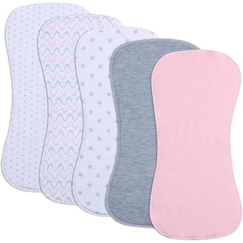 Baby Burp Cloths, Soft Absorbent Towel, Unisex, Easy to Use, 5 Pack (Pink)