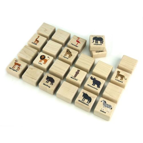 Everwood Friends African Safari Animals Wooden Matching Game