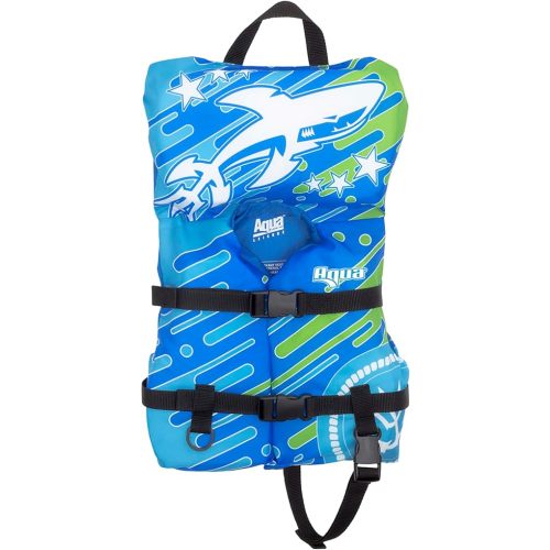 Aqua Oceans 7 Life Jacket for Kids - US Coast Guard Approved Life Vest for Infant, Child & Youth Boys and Girls, Open-Side PFD for Boating, Swimming & Water Sports, Infant Under 30 Lbs, Blue/White
