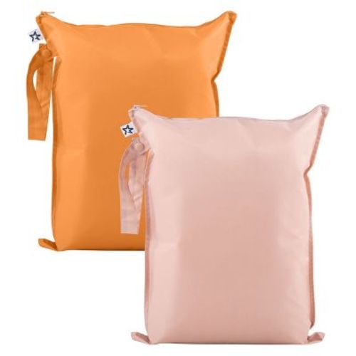 Tiny Twinkle Mess-Proof Waterproof Washable Baby/Toddler Wet Bags for Diapers, Swimsuits and Travel (Taupe, Dandelion)