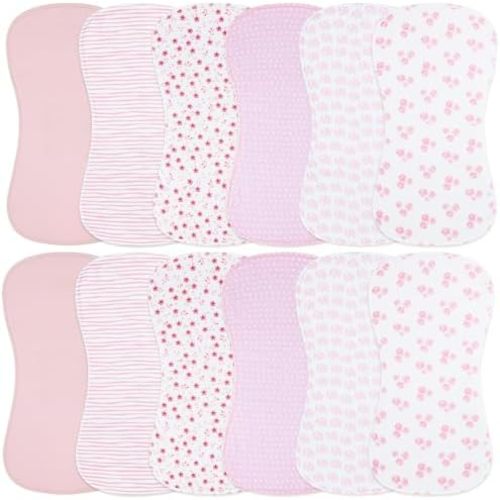 Baby Burp Cloths & Bibs 2-in-1 Design 3 Layers Thicken Cotton Absorbent and Soft Spit Up Burping Rags Set for Newborn