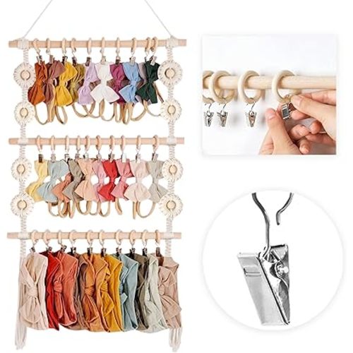 Baby Bow Holder Hair Bow Organizer Headband Organizer for Girls Baby Headband Organizer Accessory Organizer Wall Hanging Headband Holder Toddler Girls Room Accessories