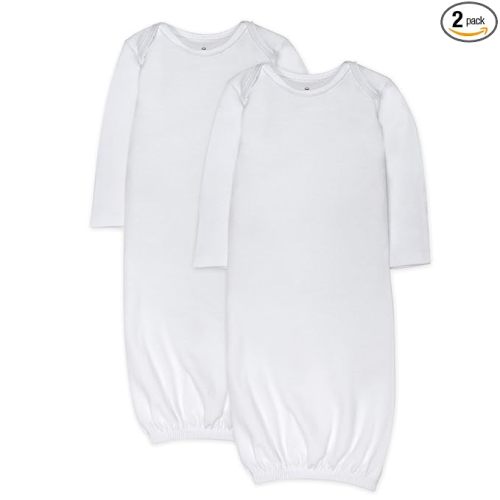 HonestBaby unisex baby 2-pack Organic Cotton Sleeper Nightgown, Bright White, 0-6 Months US