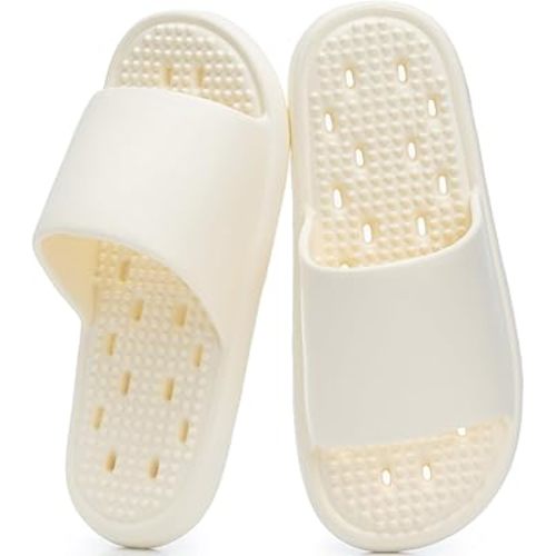 GOEWY Shower Shoes with Drain Holes Massage Granules for Women Men Gym Shower Slippers Slides Quick Drying Bathroom Beach Sandals Lightweight Non-Slip