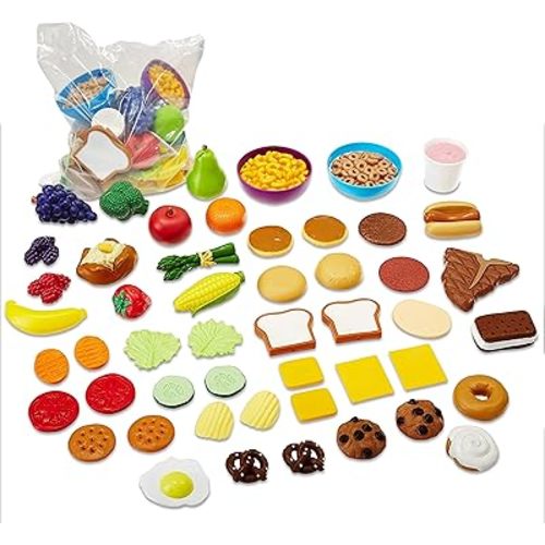 Learning Resources New Sprouts Complete Play Food Set - 50 Pieces, Ages 2+, Toddler Kitchen Kids, Fruit and Vegetable Toys, Gifts for Boys and Girls