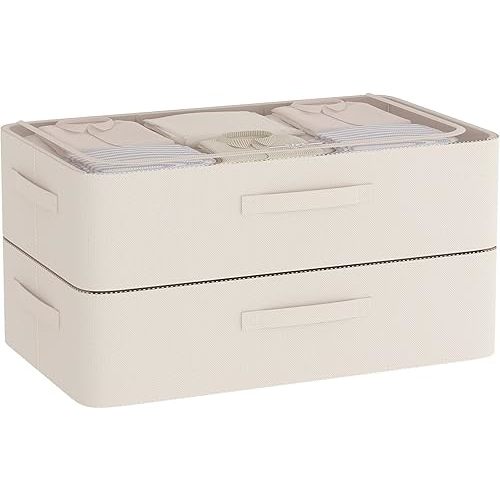 CYhom Under Bed Storage Bins Frame Storage Box Oxford Fabric Sturdy Underbed Container Foldable Stackable Large Capacity Clothes Organizer