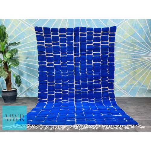 Blue Moroccan Wool Rug: Handmade Berber Design