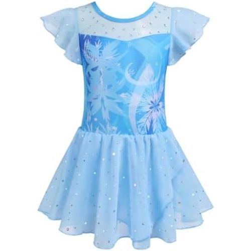 Zaclotre Girls Ballet Leotards Ruffle Sleeve Sparkle Dance Leotard Toddler Ballerina Dress Outfits