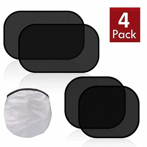 choolo Car Window Shade 4 Pack, Cling Baby Car Sun Shade for Car Windows - Sun, Glare and UV Rays 80 GSM with 15s Protection for Your Child - Baby Car Shades for Side Window - car shade