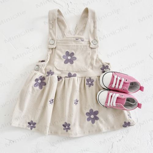 Baby Girl Purple Embroidered Floral Knit Dress