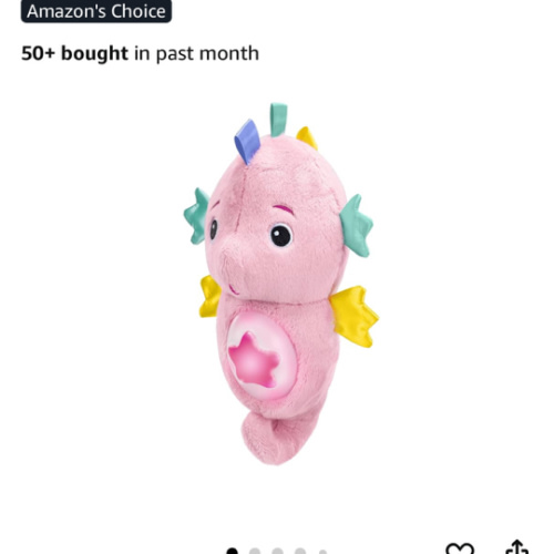 Baby Einstein Sea Dreams Seahorse Plush Soother Toy, with Music and Lights, Ages 0 Months and Up, Pink