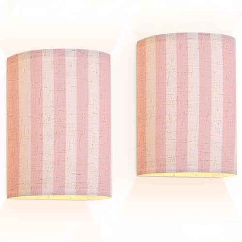 Wall Sconces Set of Two Battery Operated Pink Pattern Cute Wireless Plug in Wall Lights Fixtures Remote Dimmable for Bedroom Living Room Hallway