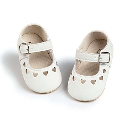 Babelvit Baby Girls Premium Bowknot Mary Jane Flats Wedding Princess Dress Baptism Shoes Rubber Sole PU Leather Infant Toddler First Walking Moccasins Crib Shoes