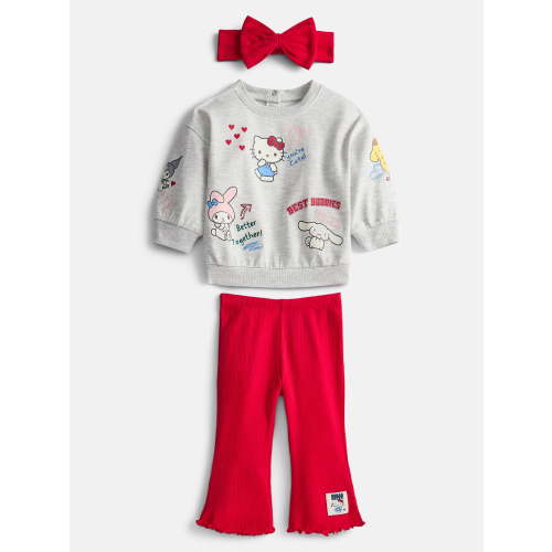 Hello Kitty and Friends Baby Girl's Graphic Crewneck Sweatshirt, Leggings and Headband, 3 Piece, Sizes 0/3M-24M