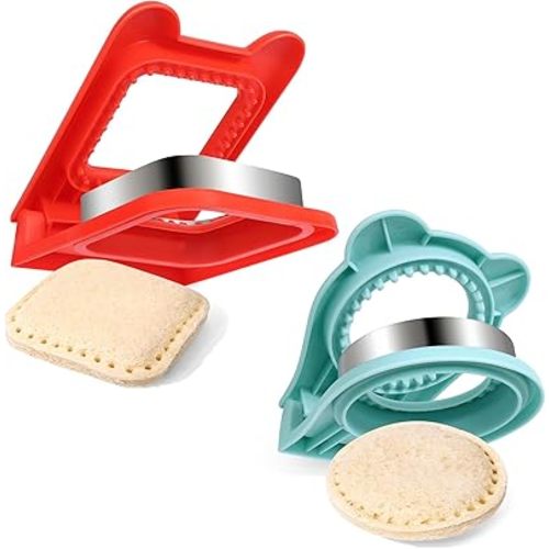 Sandwich Maker,2PCS Sandwich Cutters for Kids Lunch,Crustless Breakfast Sandwich Cutter and Sealer Set Great for Children Boys Girls Lunchbox and Bento Box,Circle Square