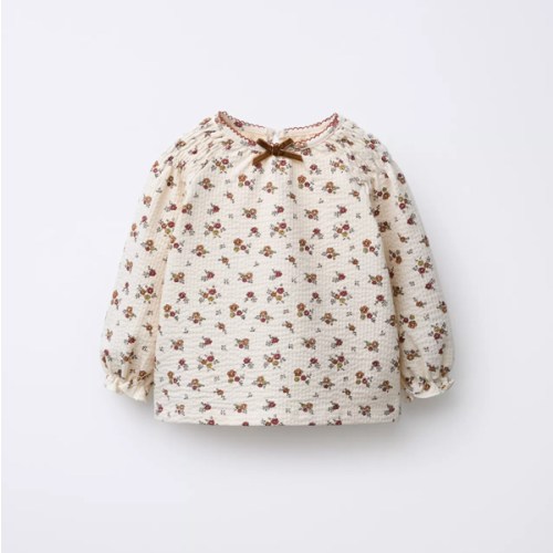 FLORAL EMBOSSED T-SHIRT - Ecru | ZARA United States