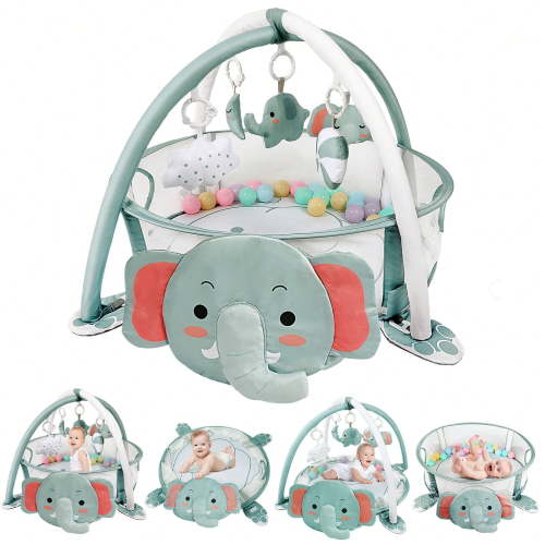 dearlomum 4-in-1 Baby Play Mat & Gym, Elephant Theme, 35 Pieces