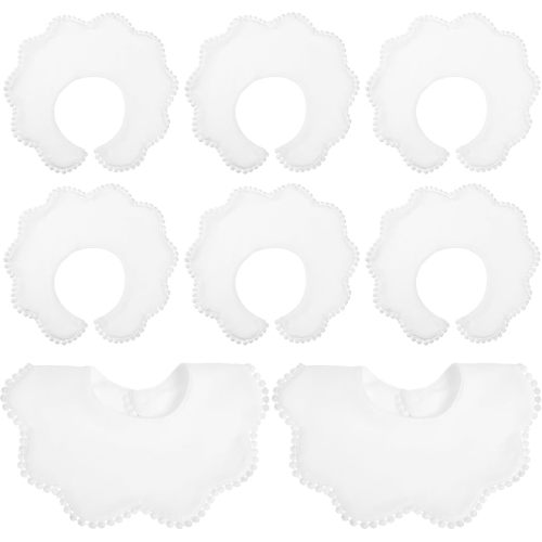 JenPen 8 Pieces White Bibs for Girl Bandana Muslin 360 Bibs Baby Bandana Drool Set for Teething Toddler Girl