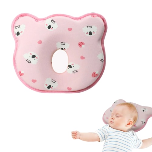 Memory Foam Baby Pillow for Newborn Flat Head Baby Pillow Machine-Washable Neck Support Prevent Flat Head Cotton - TikTok Shop