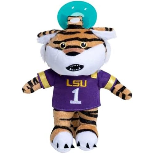Gamezies Baby Boy and Girl Silicone Pacifier with College Mascot Removable, Washable Plush Toy CPSIA Tested, BPA-Free 0-6 Months (LSU)