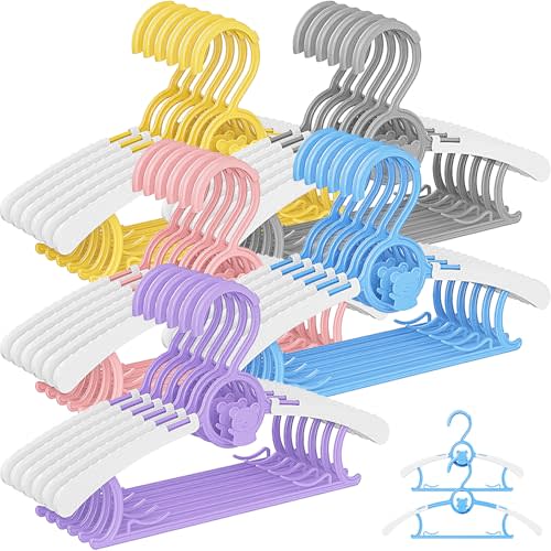Besslly Kids Hangers 40 Pack Baby Hangers for Nursery Closet, 11-14.5" Extendable Adjustable Non-Slip Baby Clothes Hangers Toddler Infant Pants Hangers Plastic for Baby Girls Boys Children Newborn