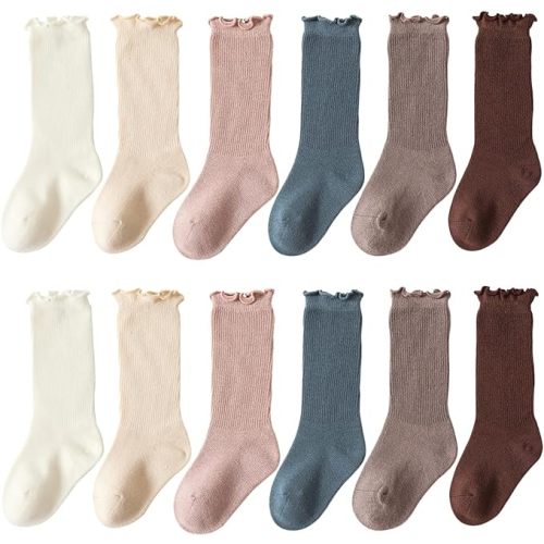 Baby Girls Cotton Socks Newborn Keep Warm Solid Color Sock Knee-High Stockings for Infant Toddler