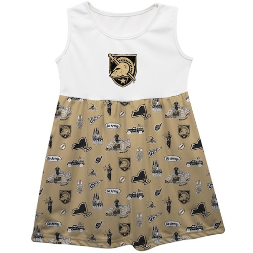 Girls Infant Vive La Fete  Gold Army Black Knights Impressions Artwork Tank Top Dress