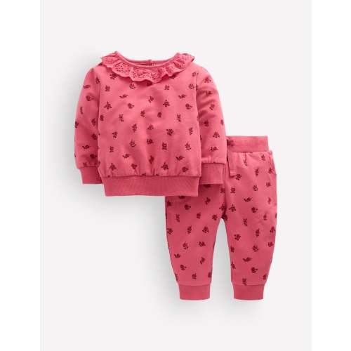 Ruffle Neck Sweatshirt Set - Holly Berry Vintage Rose | Boden USA