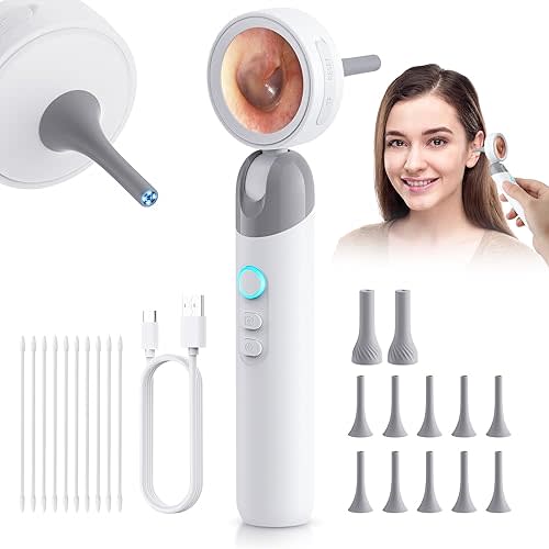 Otoscope Ear Camera with 1.38” Screen, 1080P HD Ear Scope & 4 LED Lights for Adult Kid and Pet, 12 Silicone Specula Tips, Photo & Video, Type-C Charging with Computer, FSA HSA Eligible Items