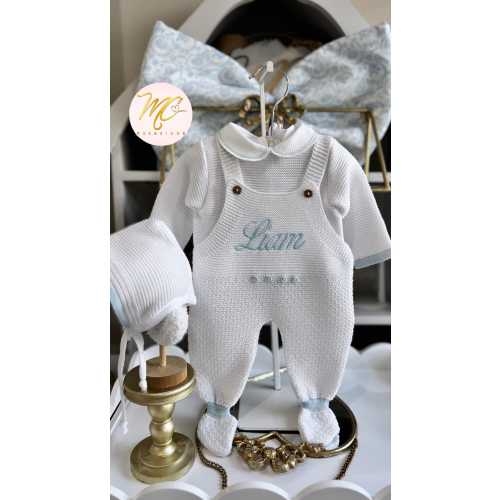 Personalized Knit Baby Outfit with Hat: Newborn Take-Home Set