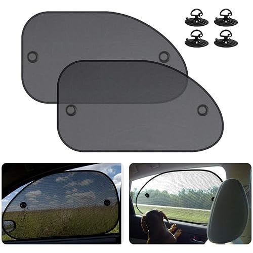 2 Pack Universal Car Window Shade, Cling Sunshade for Car Windows - Sun, Glare and UV Rays Protection for Your Child - Baby Side Window Car Sun Shades, Blocks Over 98% of Harmful UV Rays (25“x15”)