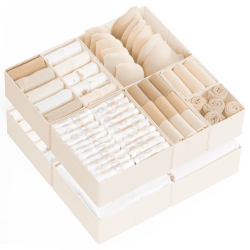 Criusia, Drawer Organizer Clothes, Foldable Closet Storage, Beige