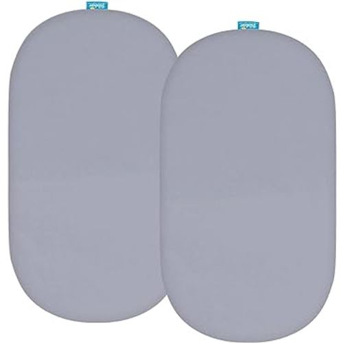 Bassinet Sheets Fit for Rectangle, Hourglass or Oval Bassinet Mattress, Universal Fitted Sheet Set for Various Bassinet Mattress Pad, 2 Pack, Ultra Soft Microfiber Sheets, Gray