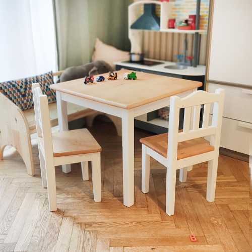 Handmade Wooden Table and Chair Set: Custom Color Kids Furniture